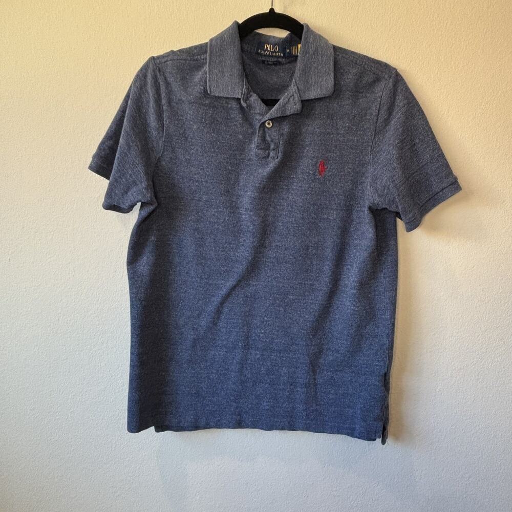Polo Ralph Lauren Mens Classic Fit Mesh Polo Shirt Navy Blue Embroidered Logo
